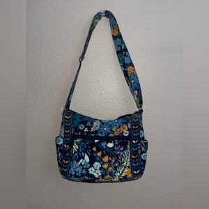 vera bradley blue floral quilted adjustable shoulder bag